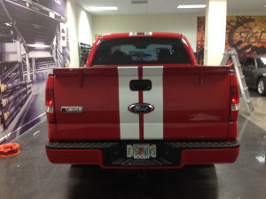 truck with racing stripes