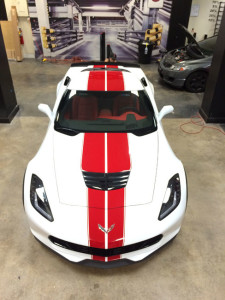 corvette car with racing stripes