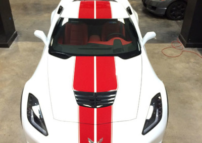 corvette car with racing stripes